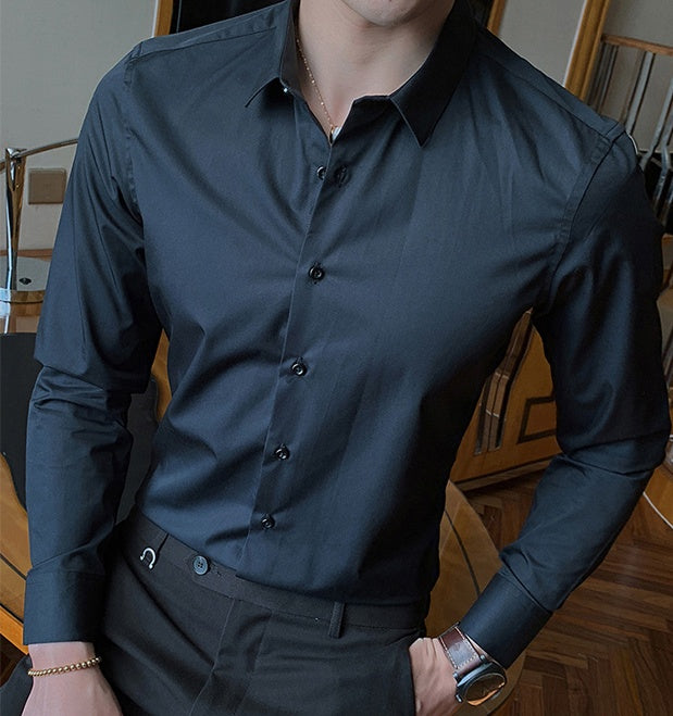 Men's shirt plus fat to increase casual long sleeves